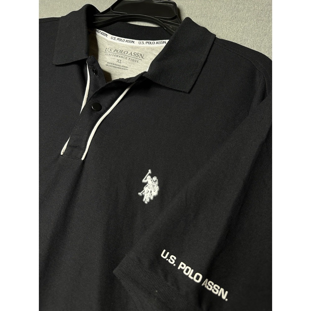 US Polo Assn Mens Polo Shirt Size XL black Novelty Sport Polo Short‎ Sleeve